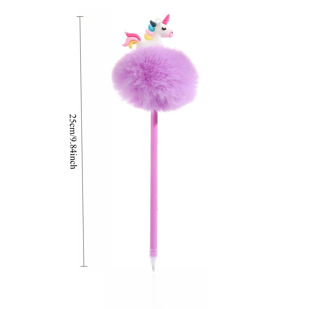 8Pcs Cartoon Unicorn Hairball Pen Cute Writing Ballpoint Pen Stationery Gift Pen Comfortable Grip Stationery School Office Supplies Student