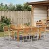 Garden Dining Set 9 Pcs Beige Solid Acacia Wood