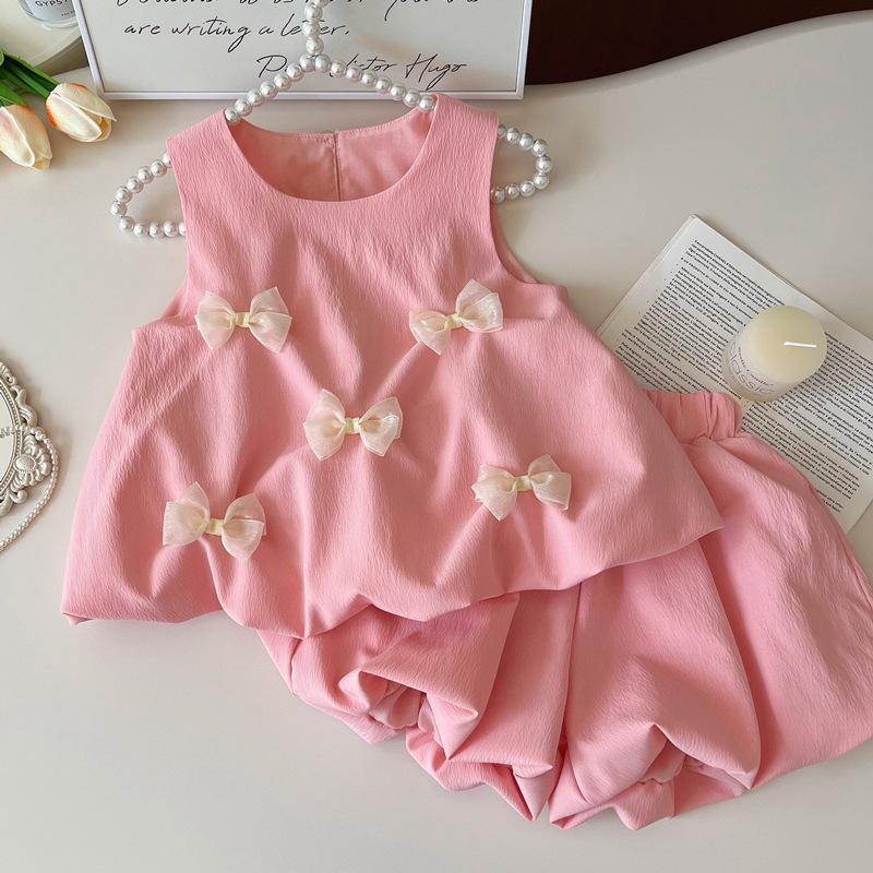 Cute Summer Girls Dress With Bow Tie Sleeveless Bud Vest Skirt Fashionable Versatile Toddler Party Dress For Baby