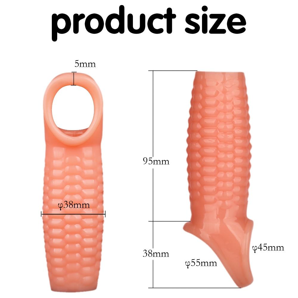 Silicone Riutilizzabile Manicotto Del Pene Flessibile Glande Ingrandimento Del Pene Extender Ritardo Eiaculazione Cock Ring Manica Giocattoli Adulti Del Sesso Per Gli Uomini