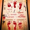 New Halloween Blood Handprints Footprints Skull Glass Showcase Double Sides