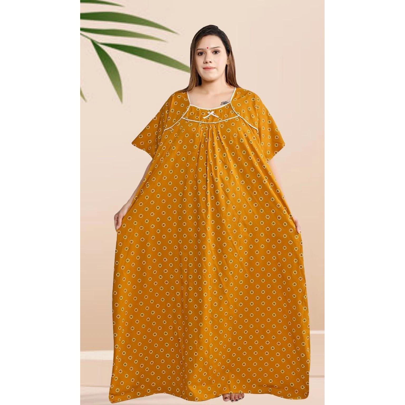 Beautiful Printed Cotton Nightwear Nighty Dress Indian Women Sleepwear Maxi Gown 5XL-50