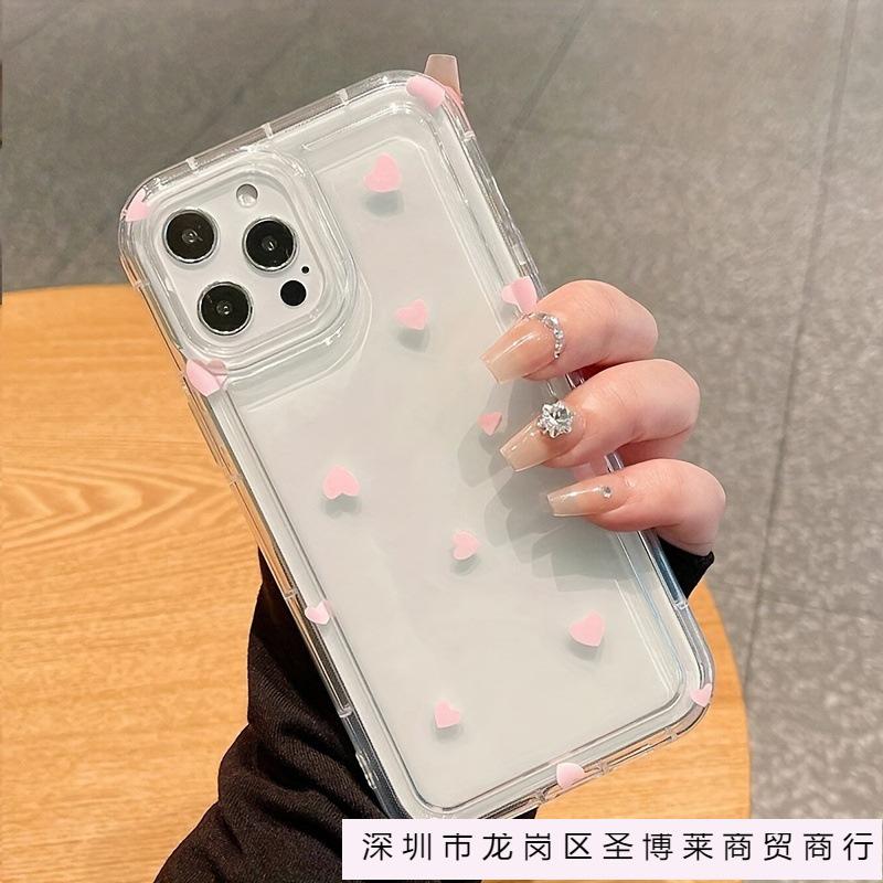 Full screen pink little love apple 15 mobile phone case iphone14promax soft glue 13/12/11 all-inclusive anti-drop