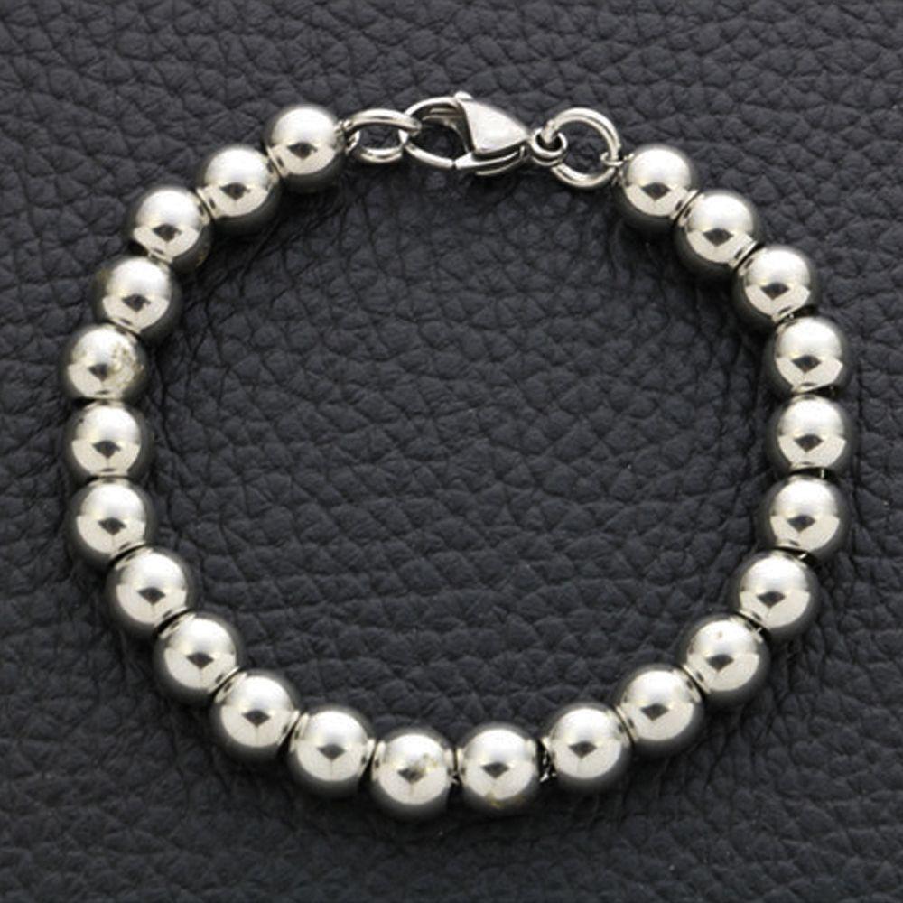 Surgical Steel Gold Bead Unisex Ball Bracelet (8mm) with Metal Chain