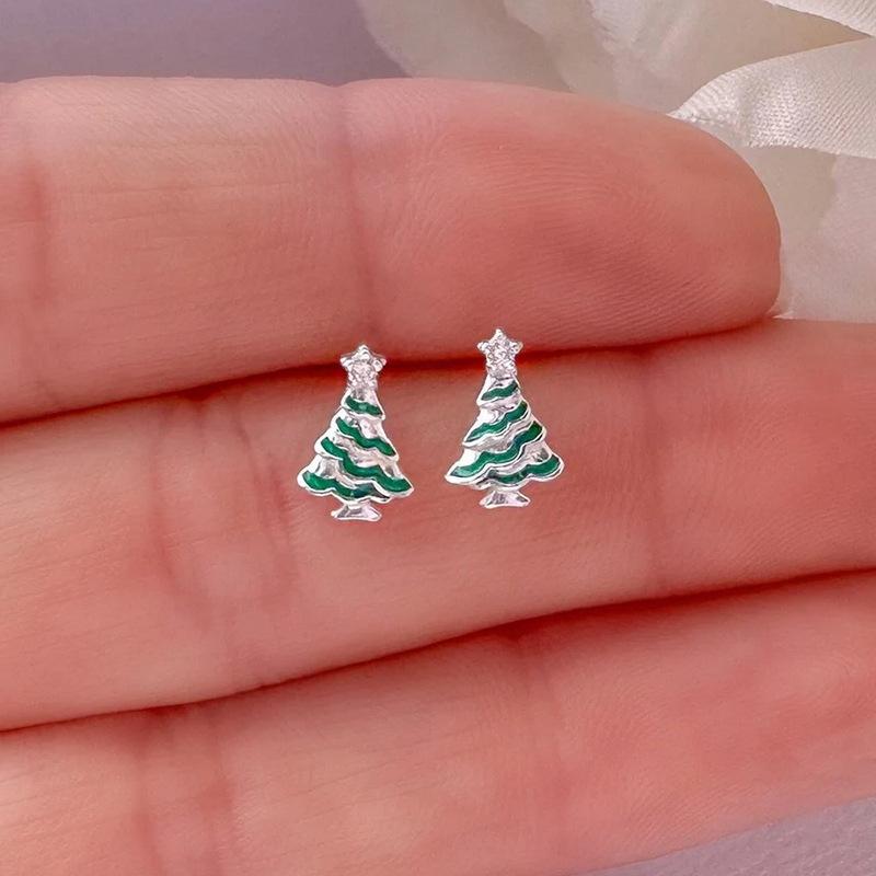 Christmas Delicate Stud Earrings For Women, New Year'S Christmas Tree Ornaments, Holiday Earrings