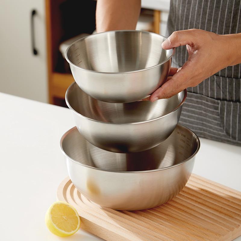 Stainless Steel Cooking Basin Korean Household Scale Basin Thickened Mixing and Basin Egg Beating Basin Salad Baking Basin