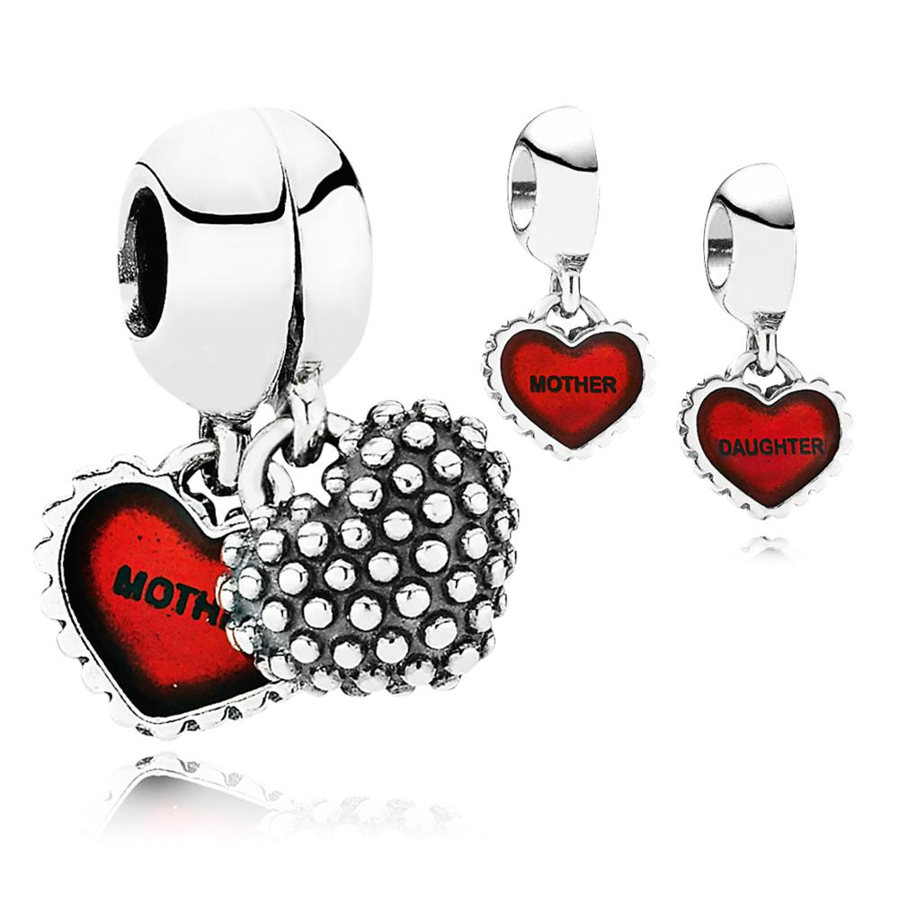 Charm-Anhänger „Familie immer umkreist“ aus S925er Silber „Love Mum“ Serie für Damenarmbänder, Zubehör zum Selbermachen als Geschenk zum Muttertag