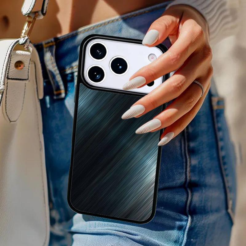 Gebürstete Metalltextur Stahl-Druck Handyhülle Für iPhone 17 Air 14 15 13 12 Max Hülle Für Apple 16 16e 11 Pro Max Plus Coque