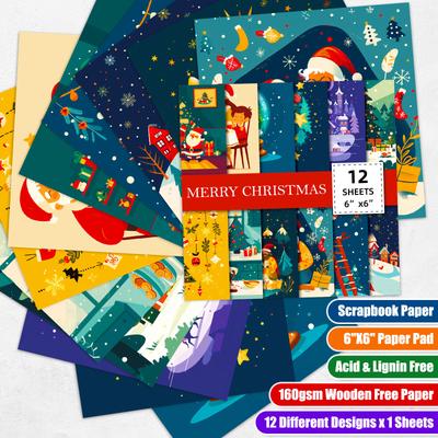 12 Pièces de Papier Matériel de Noël Guirlande de Noël Bonhomme de Neige Album Découpe Fond Décoration Papier de Support