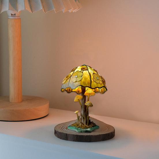 Mushroom Table Lamp Colored Mushroom Shape Night Light Resin Bedside Lamp Desk Reading Lamp for Kids Room Living Room