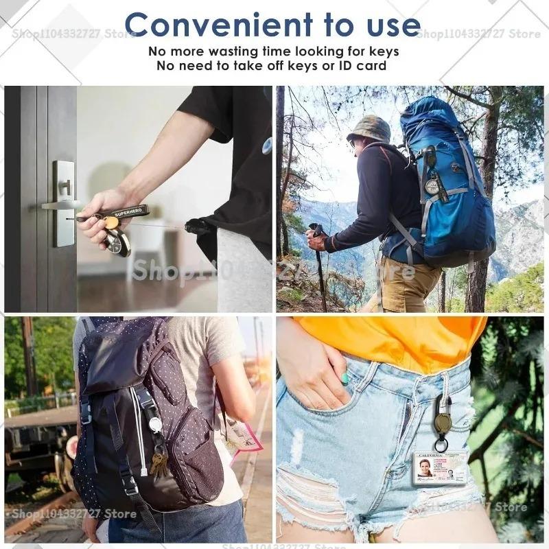 Carabiner Keychain Bag Hook Keys Holder Extendable Holders Keychain Heavy Duty Clip with Carabiner Key Chain for Men Outdoor Bag