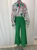 2026 Spring European & American Women's Printed Shirt & Elegant Wide-leg Pants Fashion Set