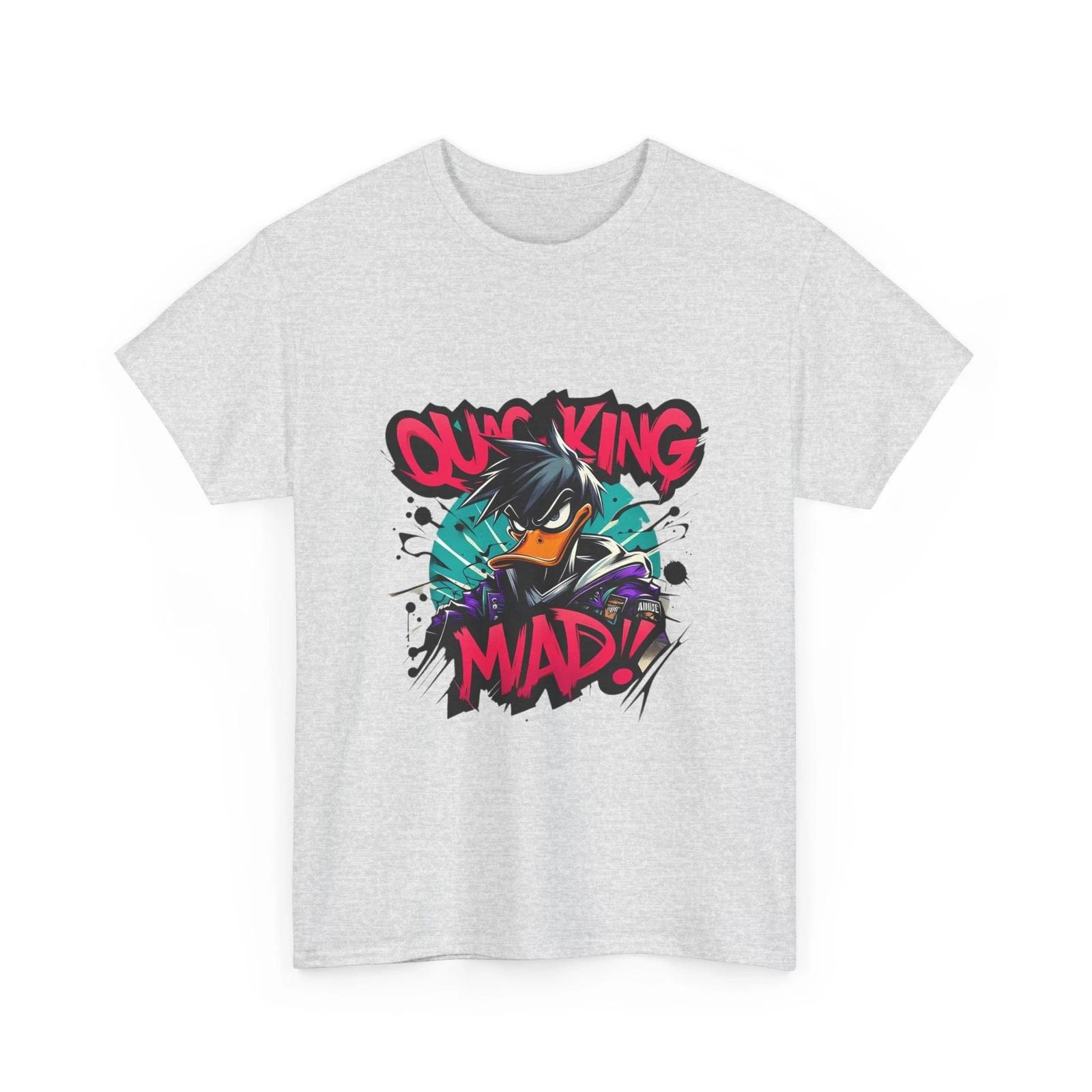 Funny Mad Duck T-Shirt Graphic Cartoon Streetwear Tee M