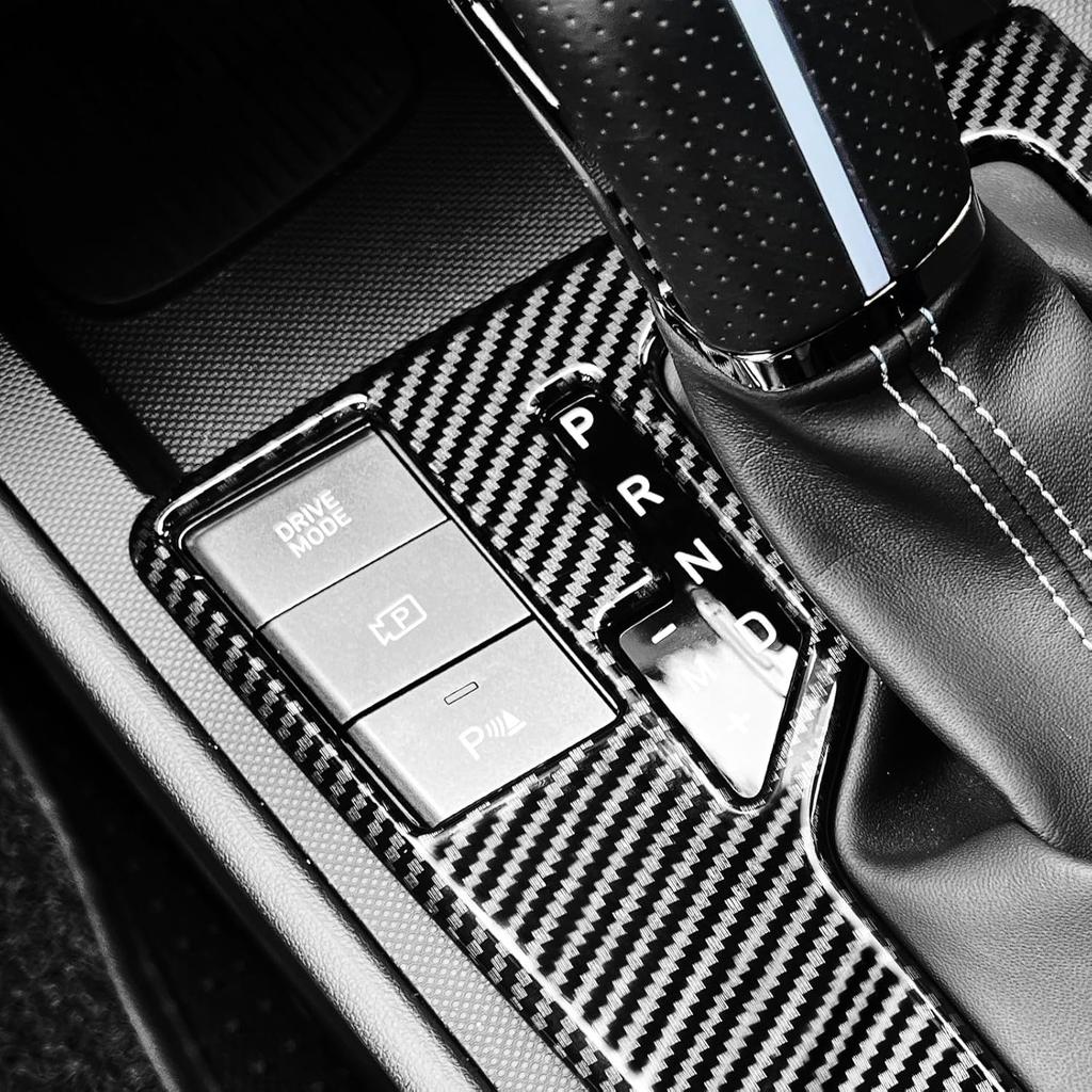 Carbon Fiber Style ABS Central Gear Shift Panel Cover Center Control Cover Trim Car Interior Parts Compatible with Hyundai Elantra N Line 2021-2025