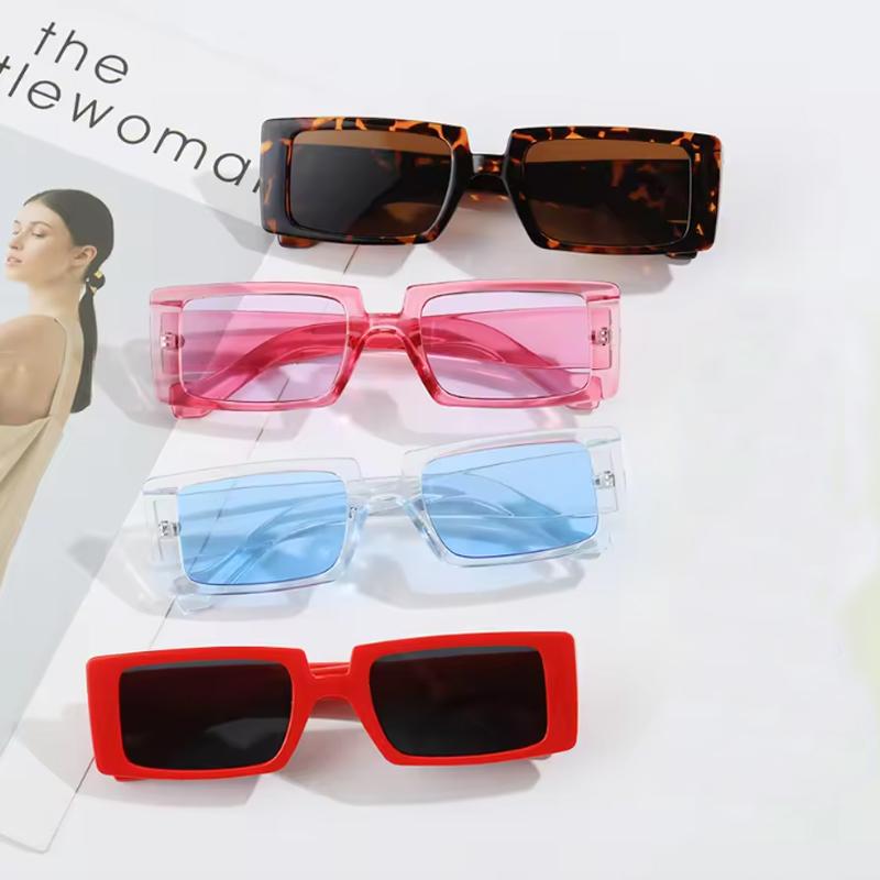 1/4set Trendy Candy Color Wide Square Frame Sunglasses Small Rectangle Sunglasses Summer Female UV400 Lens Trendy Eyewear UV400