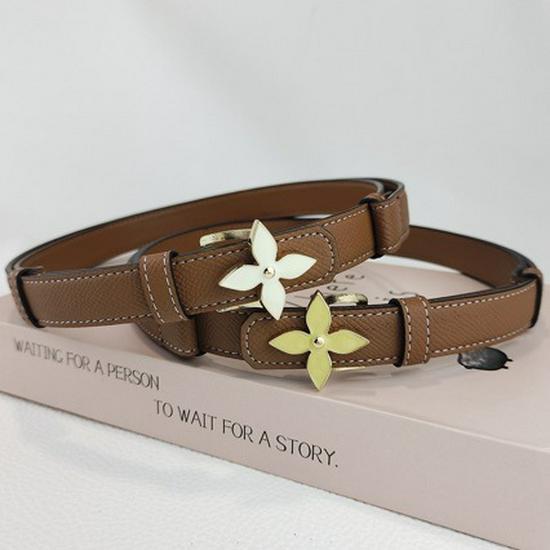 Women's Versatile Genuine Leather Belt with Floral Buckle for Jeans and Dresses