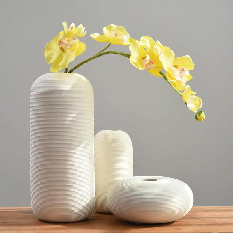 Nordic Classic White Art Ceramic Flower Vase Dining Room Creative Decoration Porcelain Vases