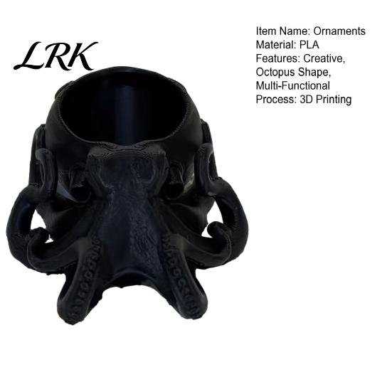 Unique Office Desk Storage 3D Printed Octopus Organizer, Dark Aesthetic Sculpture, Cute Modern Artistic Cup Tentacle Container, Birthday Gift, Vanity