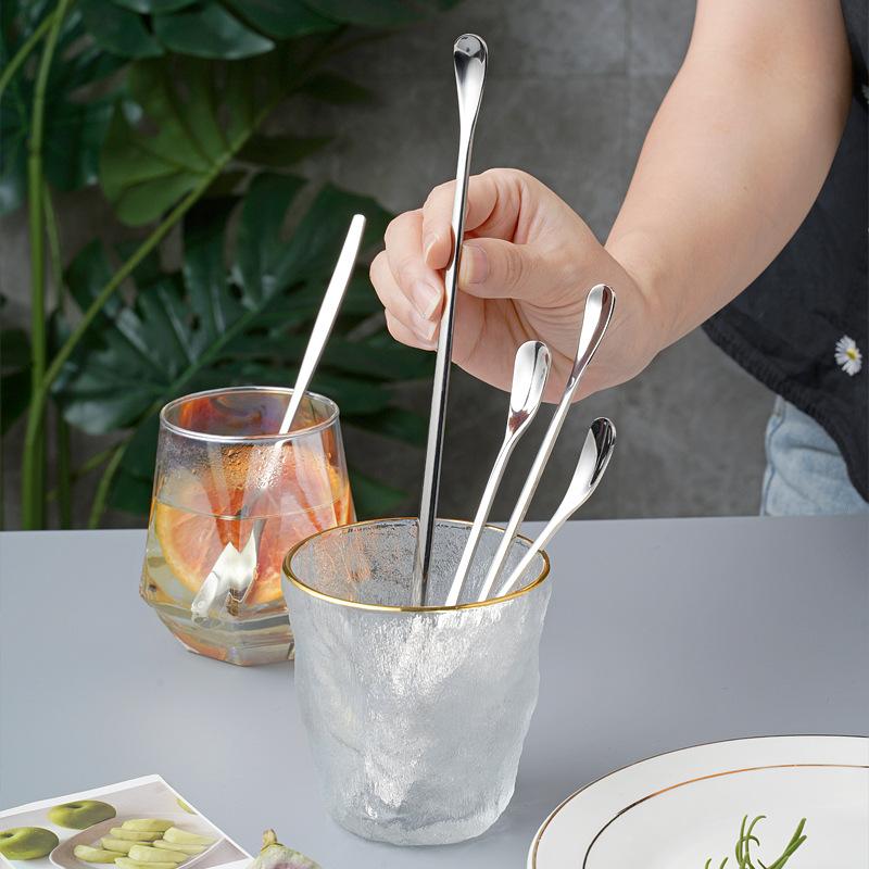 304 stainless steel long handle stirring melon seed spoon milk tea coffee honey spoon Japanese bar spoon long ice spoon spoon