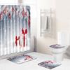 Christmas Elements Bathroom Shower Curtain Floor Mat Toilet Cover Foot Mat Four-Piece Set