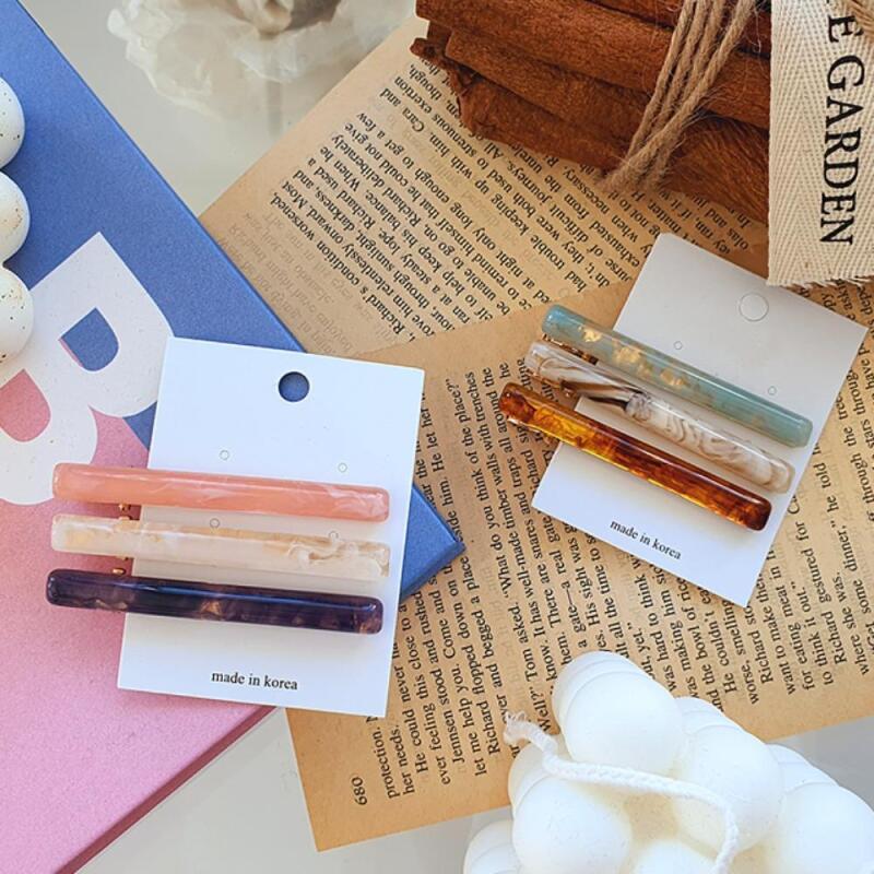 Women s Thick Marble Acrylic Hair Clips 3-Piece Set CD8011_Pink