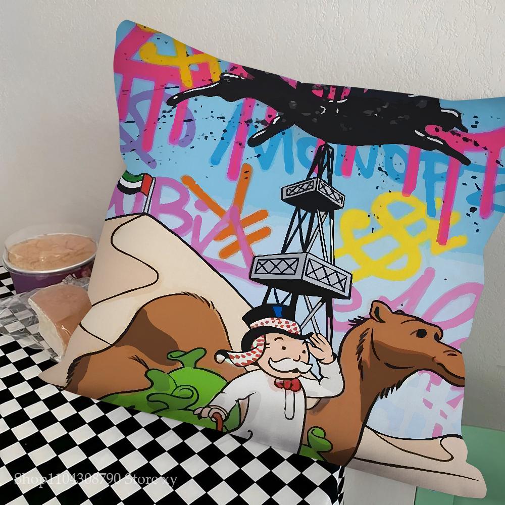Game Dollar Alec Monopoly Man Pillow Case Square Pillow Bedroom Sofa Leisure Comfort Cushion Car Living Room Home Decoration