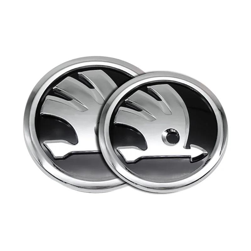 Car Sticker 2026 Hot 2pcs Car Front Hood Badge Rear Trunk Emblem Replacement Sticker For Skoda Yeti VRIS Rapid Octavia a5 a7 Kod