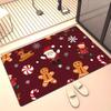 Christmas Santa Gingerbread Reindeer Rug Red Theme Crystal Velvet Holiday Decor Living Room Carpet Festive Family Room