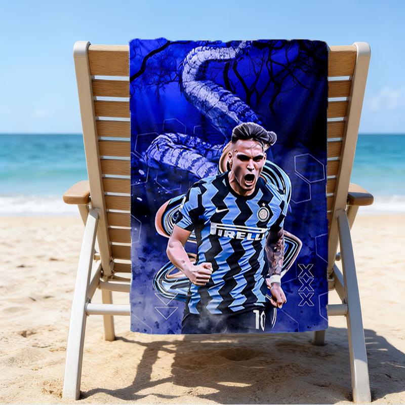 Inter Milan Star Lautaro Beach Towel - Soft, Absorbent Microfiber, Lightweight, Ideal for The Beach, Parties, Travel, Camping fan gifts