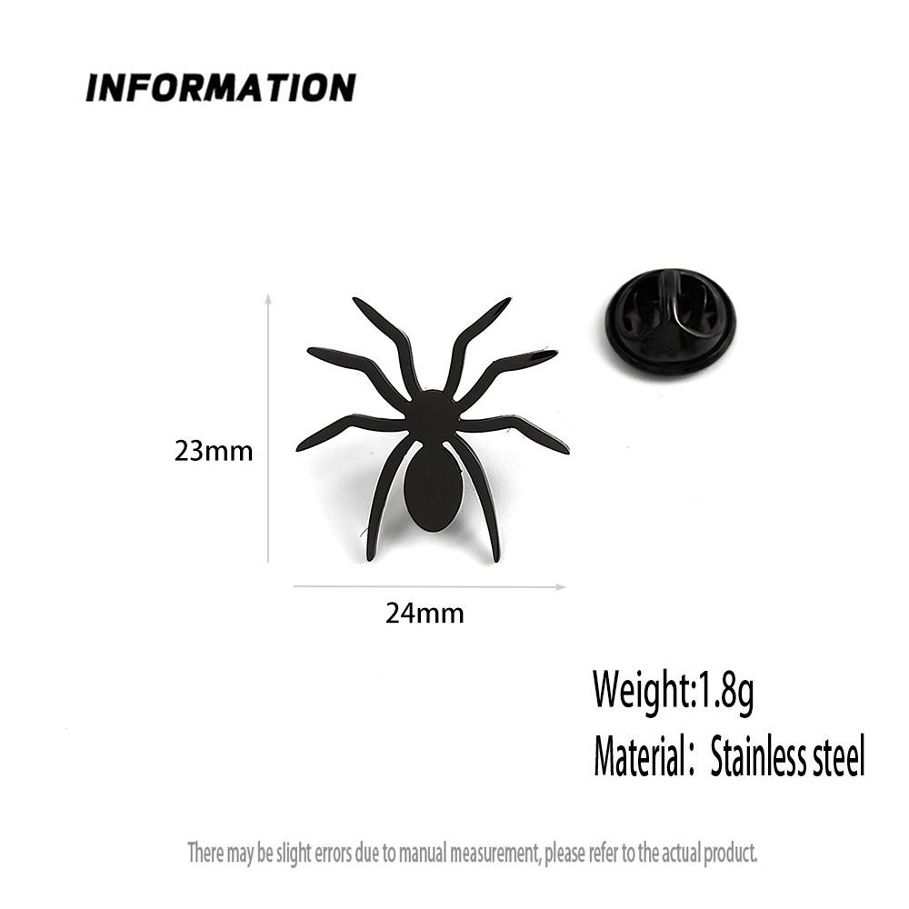 Fun spider gold-plated badge, suit lapel pin stainless steel black, women's anti-exposure button, men's brooch
