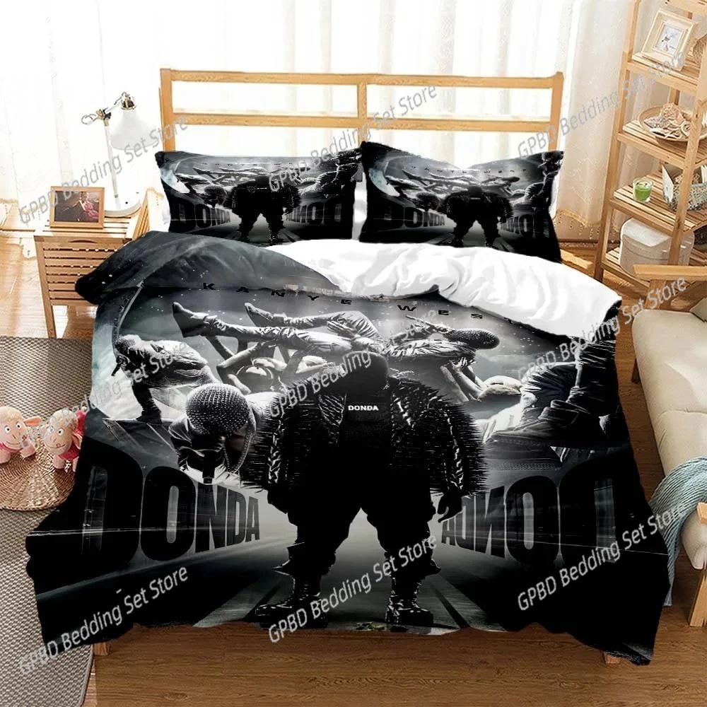 Rapper Kanye West Musik 3D Bettwäsche-Set Bettbezug Kissenbezüge Einzelbett Twin Full Queen King Size Heimdekoration Tagesdecke Jungen Geschenk
