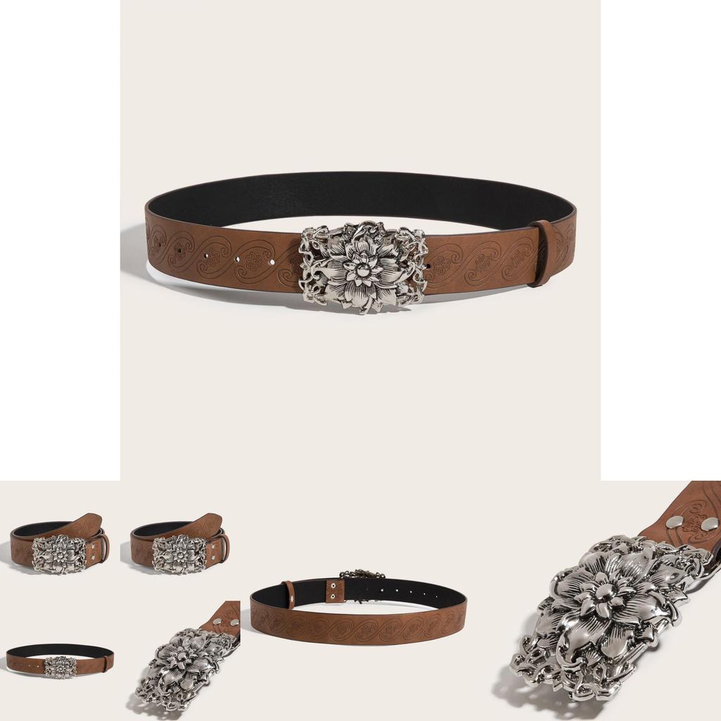 Boho Chic Belt With Unique Floral Print And Alloy Buckle For Women And Men