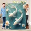 Quiet Goldfish Pond Design Flannel printed blanket suitable for all seasons suitable for living room office sofa and travel