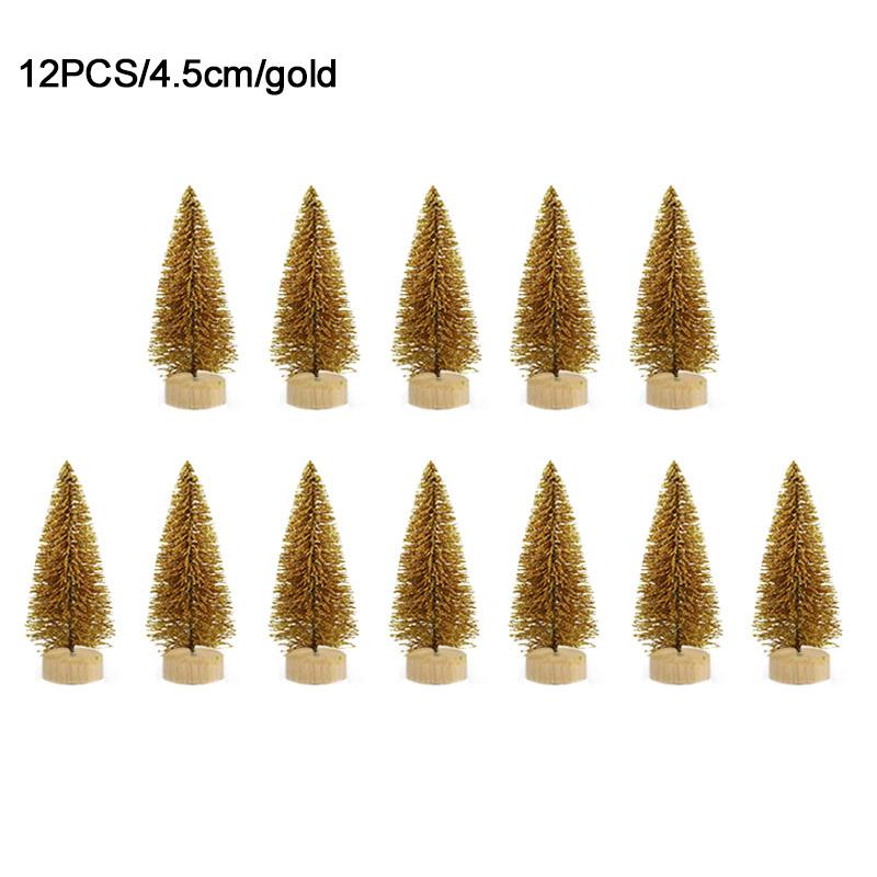 12pcs Mini Christmas Tree Pine Tree DIY Christmas Decorations For Home Table Navidad Xmas Ornaments New Year Decor Kids Gift