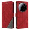 For Xiaomi 15 Ultra Case Imprinted Lines PU Leather Splicing Wallet Phone Cover with Wrist Strap