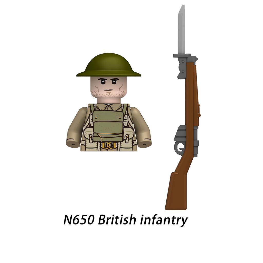 Brytyjski Żołnierz z Karabinem Maszynowym Żołnierz Wojskowy Mini Figurki Modele Zabawki dla Dzieci Klocki Budowlane Prezent Chłopcy Dziewczynki