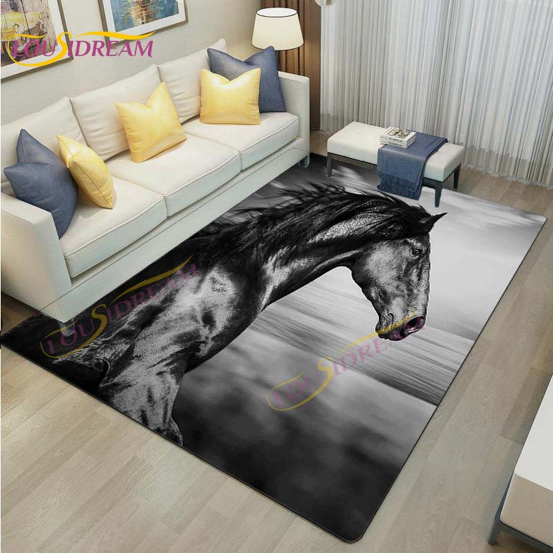 3D Running Horses Carpet Animal Rug for Home Living Room Sofa Colorful Horse Floor Mats Child Bedroom Decor Kids Play Carpets