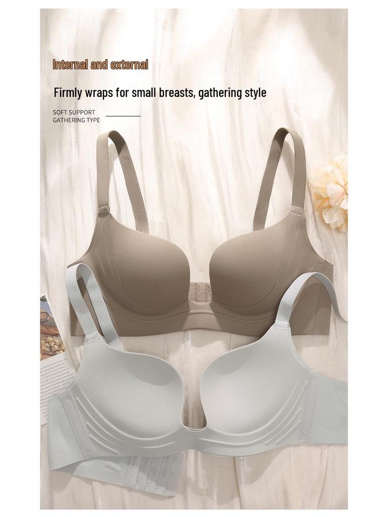 Glossy Seamless Push-Up Bra for Women - Versatile, Cross-Back, Anti-Sagging, Uplift Design for Small Chest