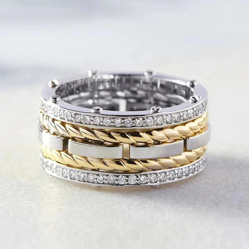 

CAOSHI Punk Two-tone Metal Rings for Men/Women Hip Hop Rock Cool Creative Design Accessories Wedding Couple Party Unique Jewelry 10