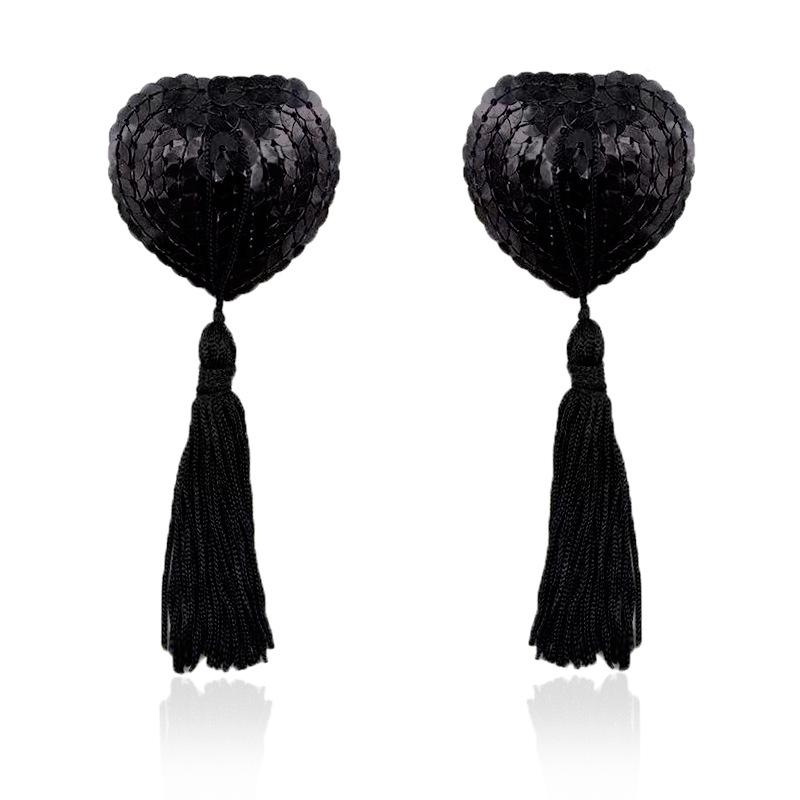 Heart-Shaped Sequin Tassel Nipple Covers for Women - Silicone Flirty Fun