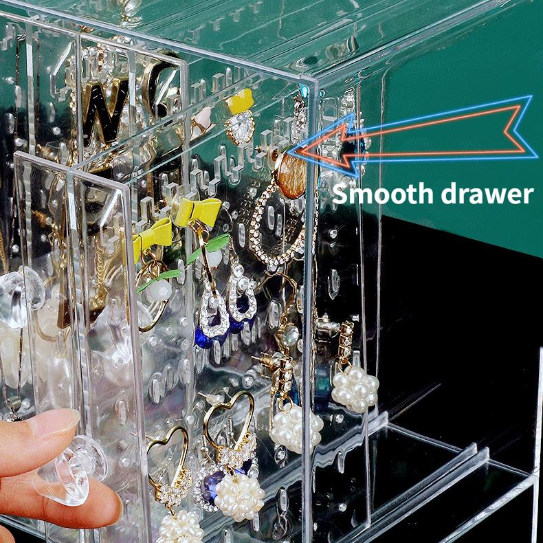 Pudełko do przechowywania kolczyków z kolczykami o dużej pojemności, klipsy do uszu, układ naszyjników, przezroczysty, pyłoszczelny, flanelowy stojak do przechowywania pudełek na biżuterię
