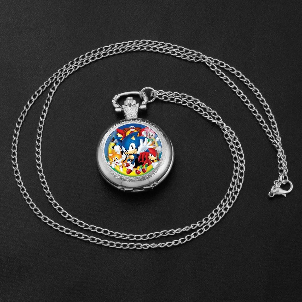 Famous Cartoon Glass Dome Pocket Watch with Chain Necklace Vintage Quartz Pendant Watches Mens Women Gift