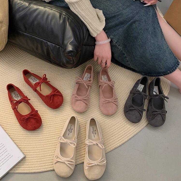 2025 early spring evening wind shoes flat shoes ballet shoes French bow Mary Jane shoes with skirt soft sole single shoes