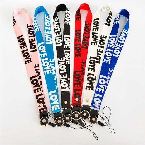 Stylish LOVE Silk Phone Lanyard with Woven Strap and Name Tag