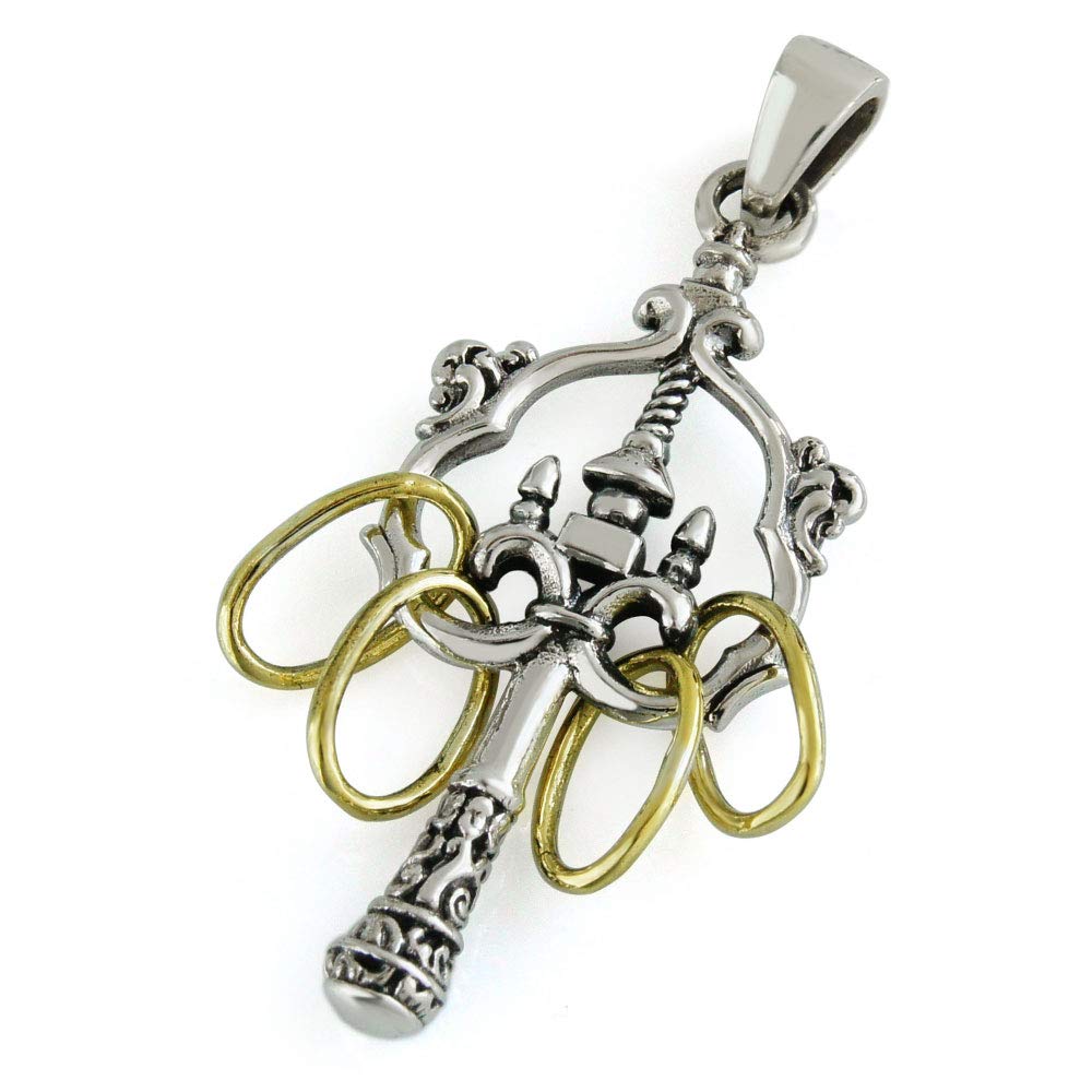 

pe2177 Name Silver Accessories Pendant Top Shakujo Japanese Style Pendant Top Only Product [2PIECES] [Brand Men s срібний
