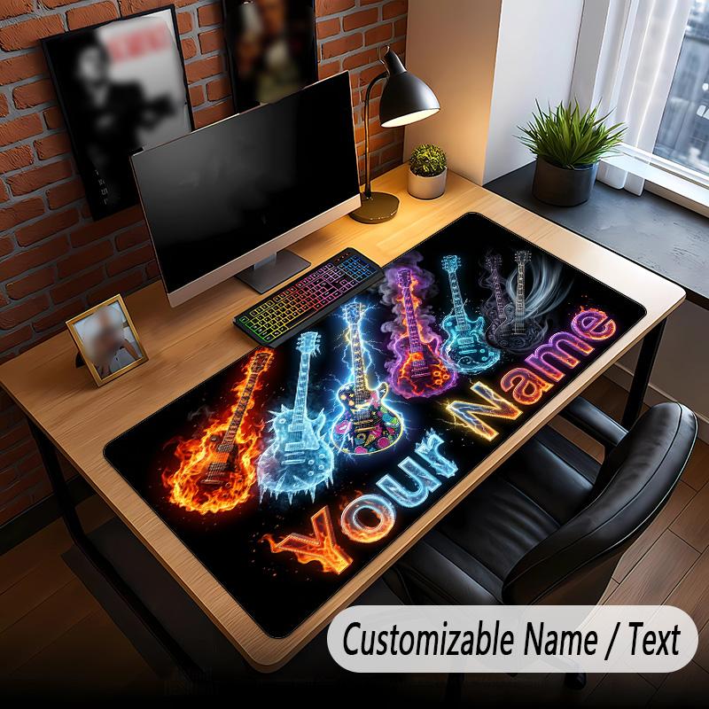 Music Guitar Theme Custom Mouse Pad Personalized With Name Text Customized Desk Mat For Office Home Decor