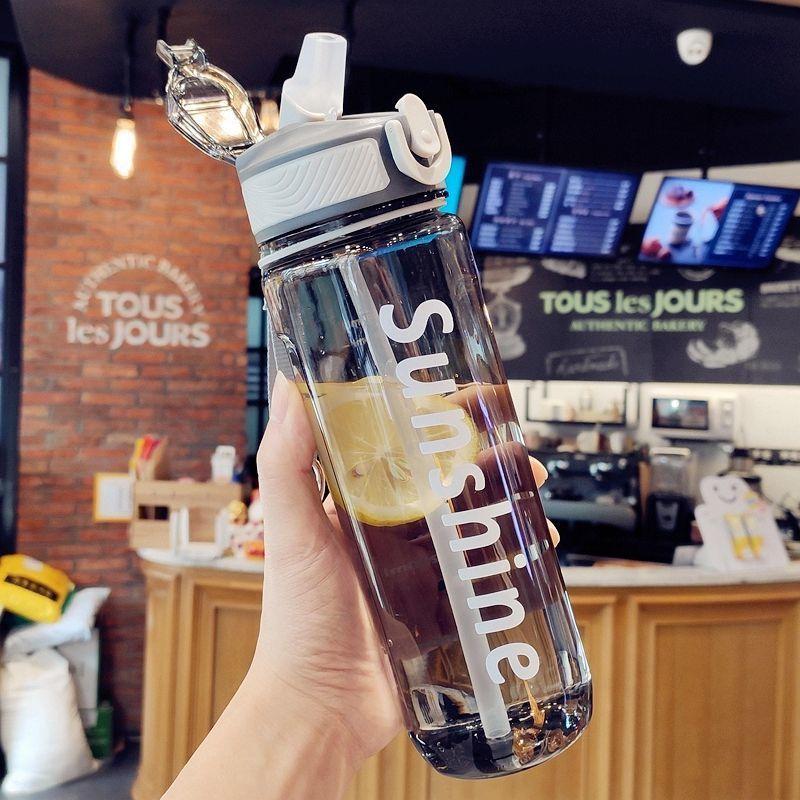 Portable Sports Water Bottle With Locking Cap And Straw For Men And Women