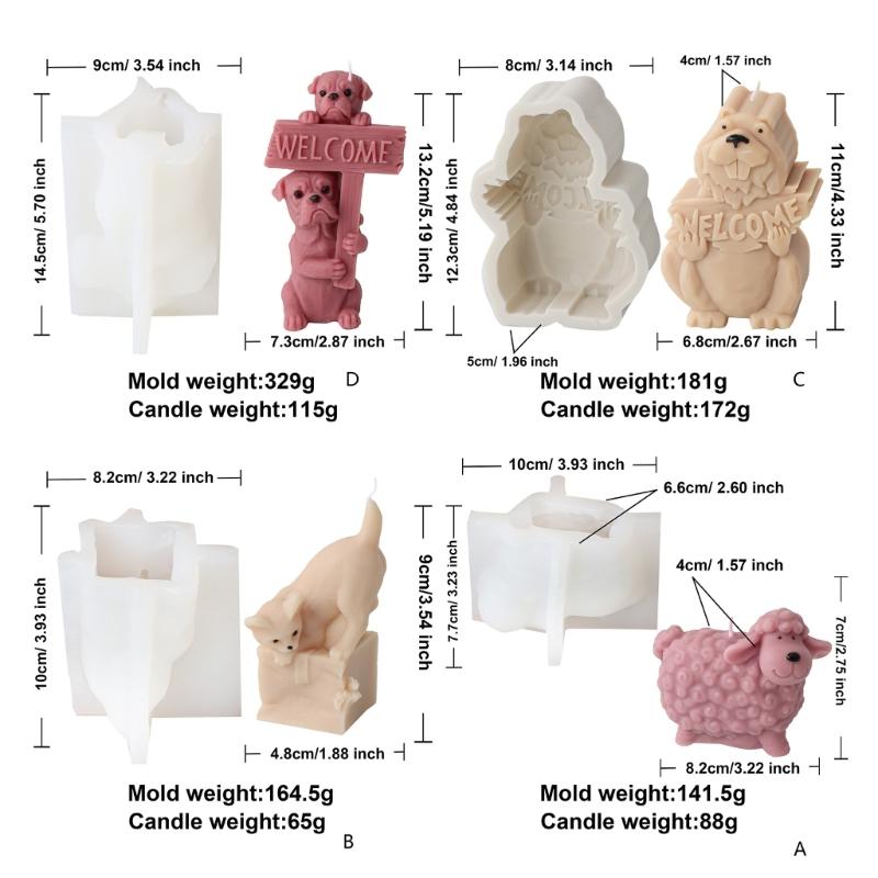 Animal Cats Dog Shaped Silicone Candle Molds, Epoxy Resin Silicone Molds for Making Candle Soap Plaster Decorations