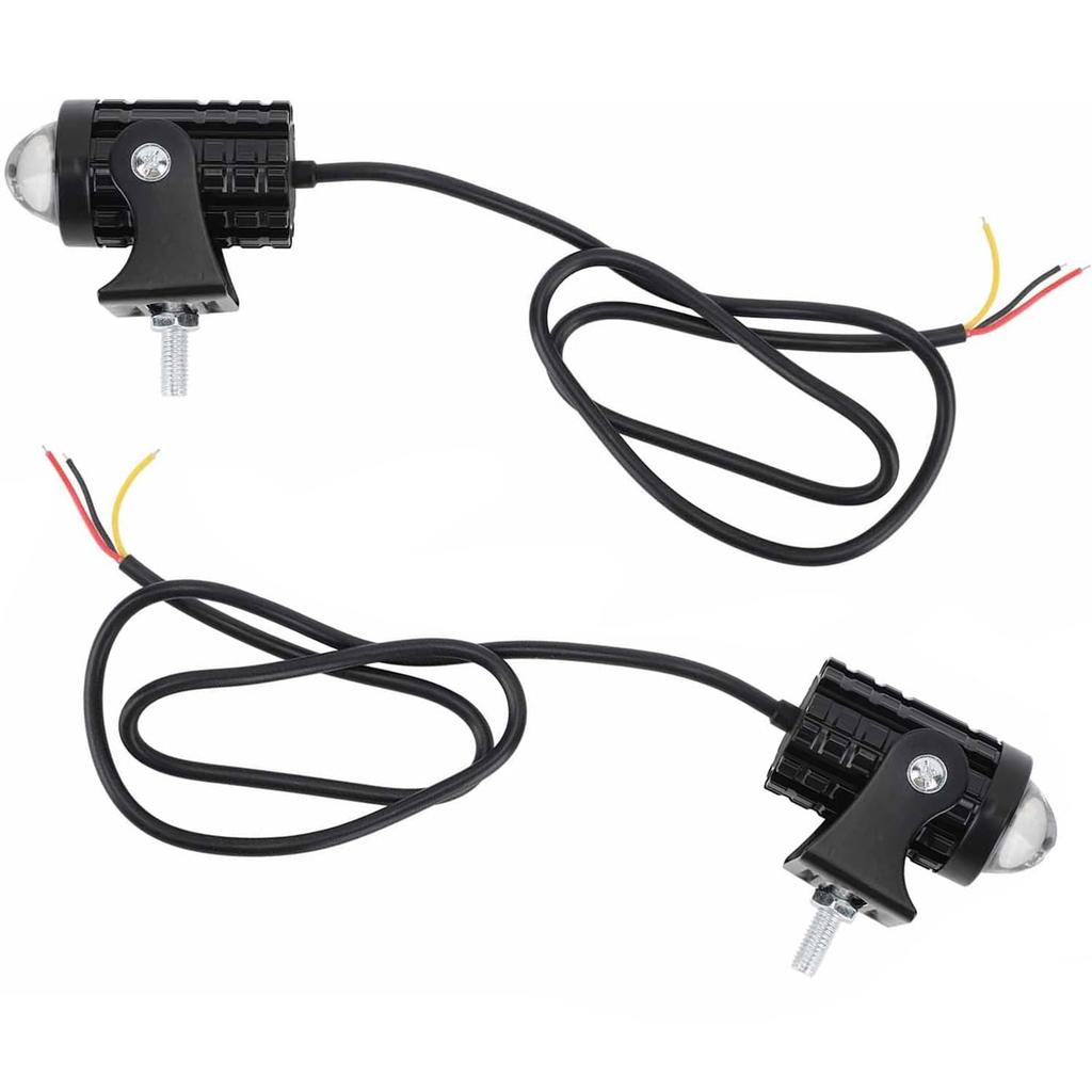 Roczential Set of 2 Motorcycle Fog Lamps, LED, 8-80V, 2 Color Switching, White, Yellow,