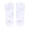 Women Elegant Satin Short Mittens Faux Pearl Pendant Decoration Solid Color Etiquette Gloves Dinner Party Opera Wedding Stage Performance